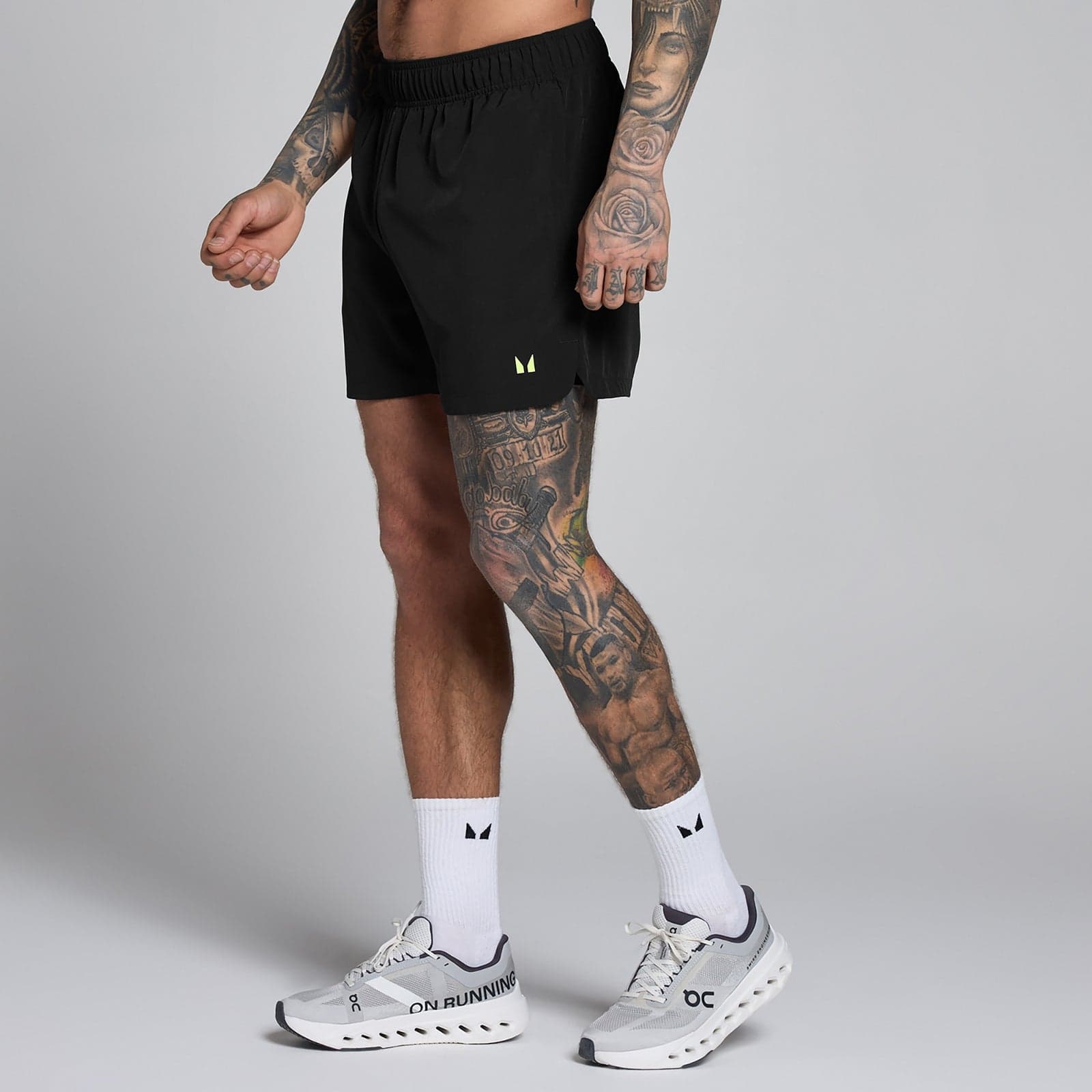 Mp Herren Training 5  Woven Shorts - Schwarz / Hellgrün - S