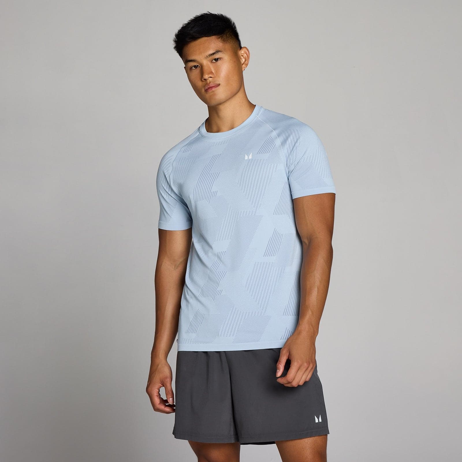 Mp Herren Tempo Pillar Graphic Seamless T-Shirt – Breeze Blue - Xs