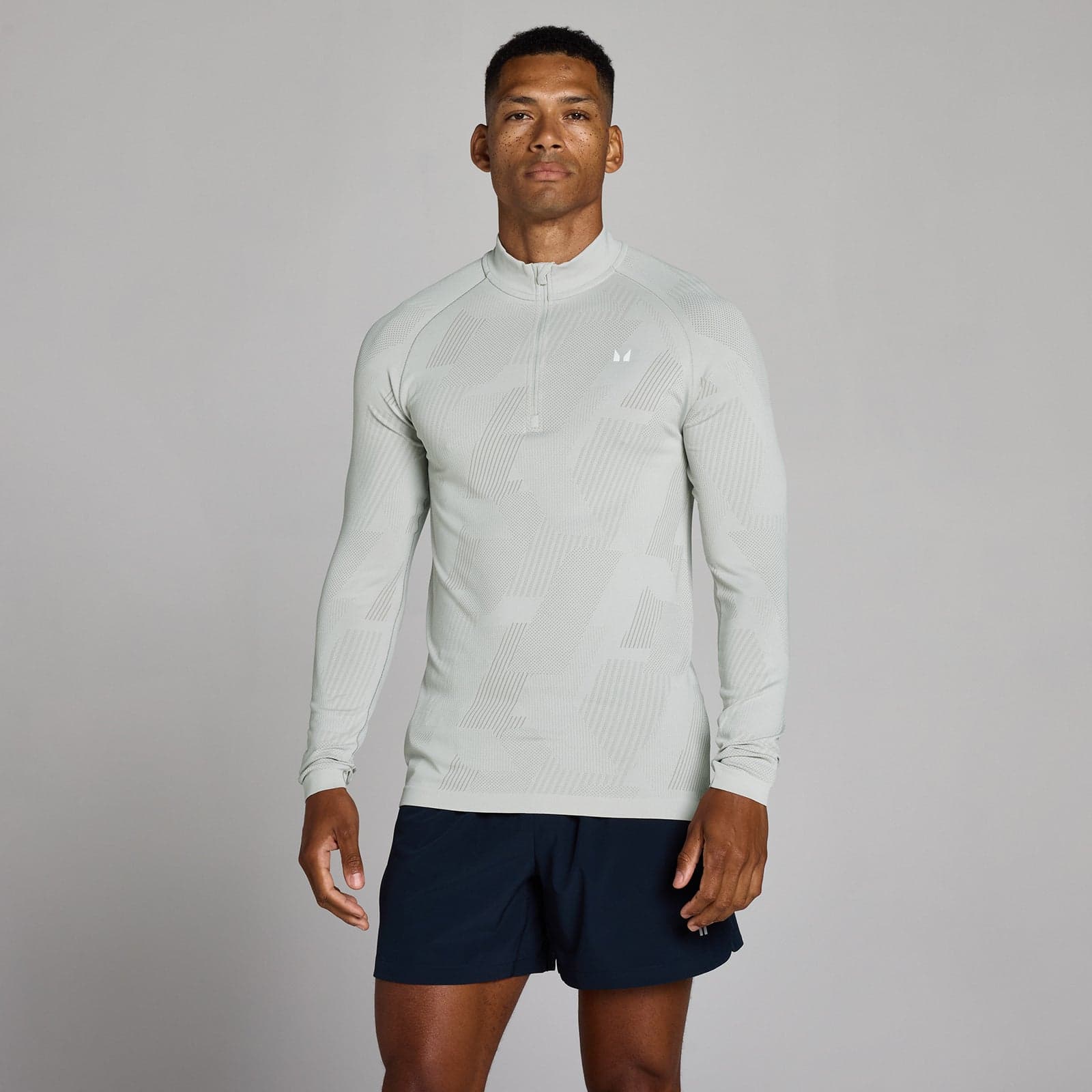 Mp Herren Tempo Pillar Graphic Nahtlos 1/4 Zip - Chrom - Xxl