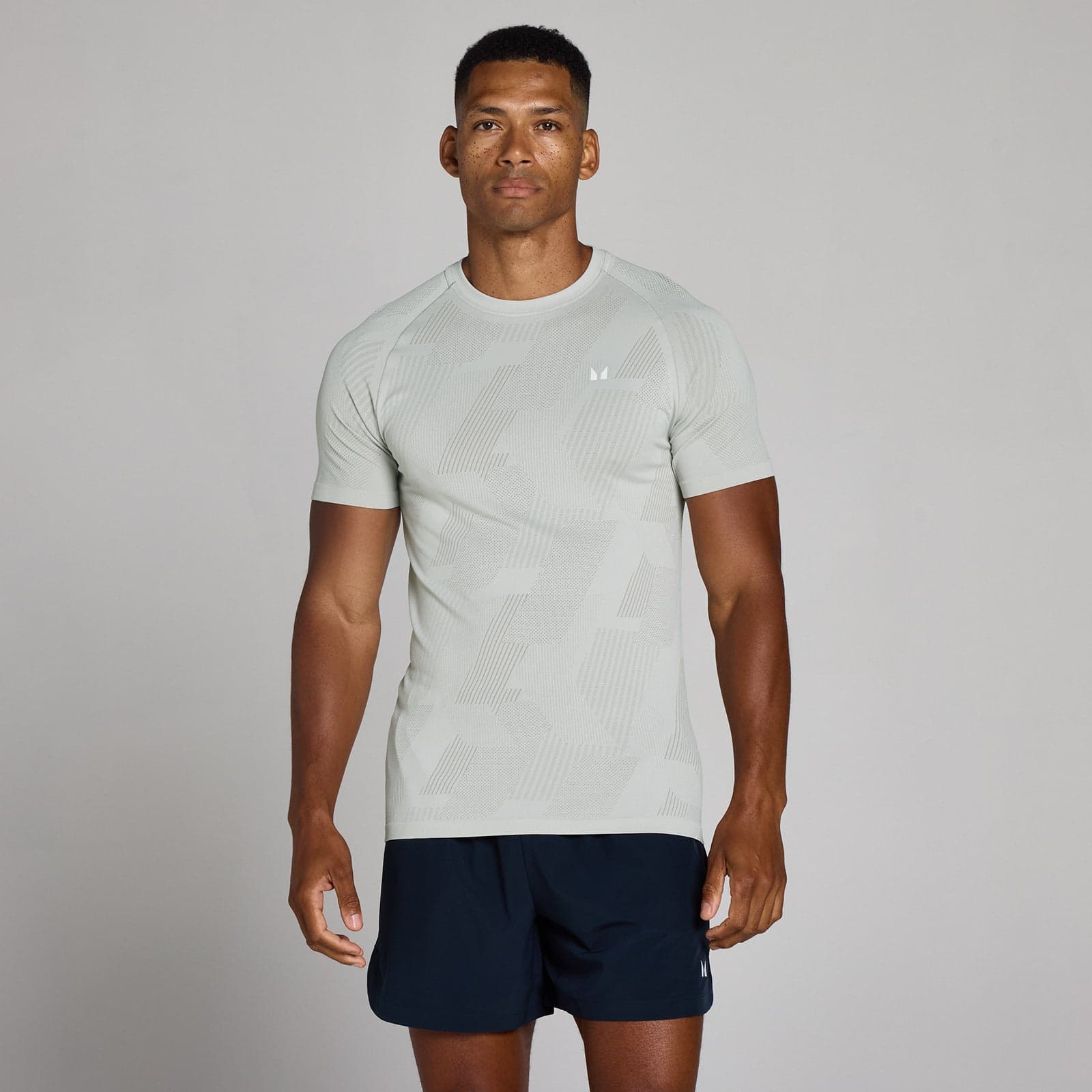 Mp Herren Tempo Pillar Graphic Nahtlos Kurzarm T-Shirt - Chrome - L