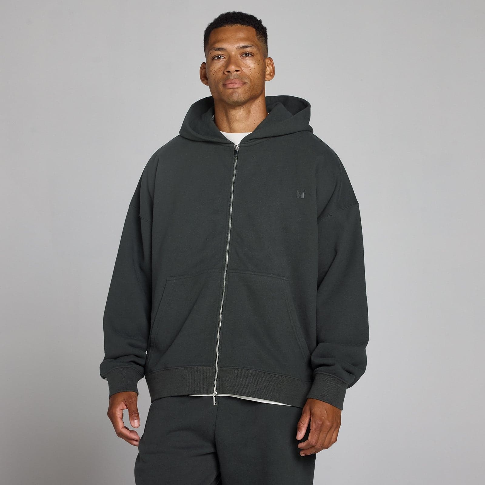 Mp Herren Oversized-Hoodie Aus Loopback Mit 2-Wege-Reißverschluss - Vintage-Schwarz - S