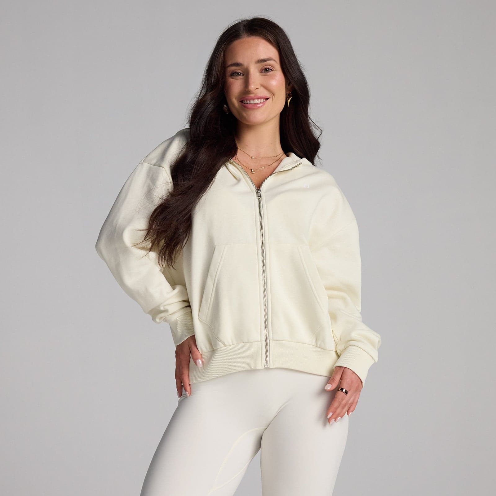Mp Damen Basics Hoodie Mit Reißverschluss – Coconut - S