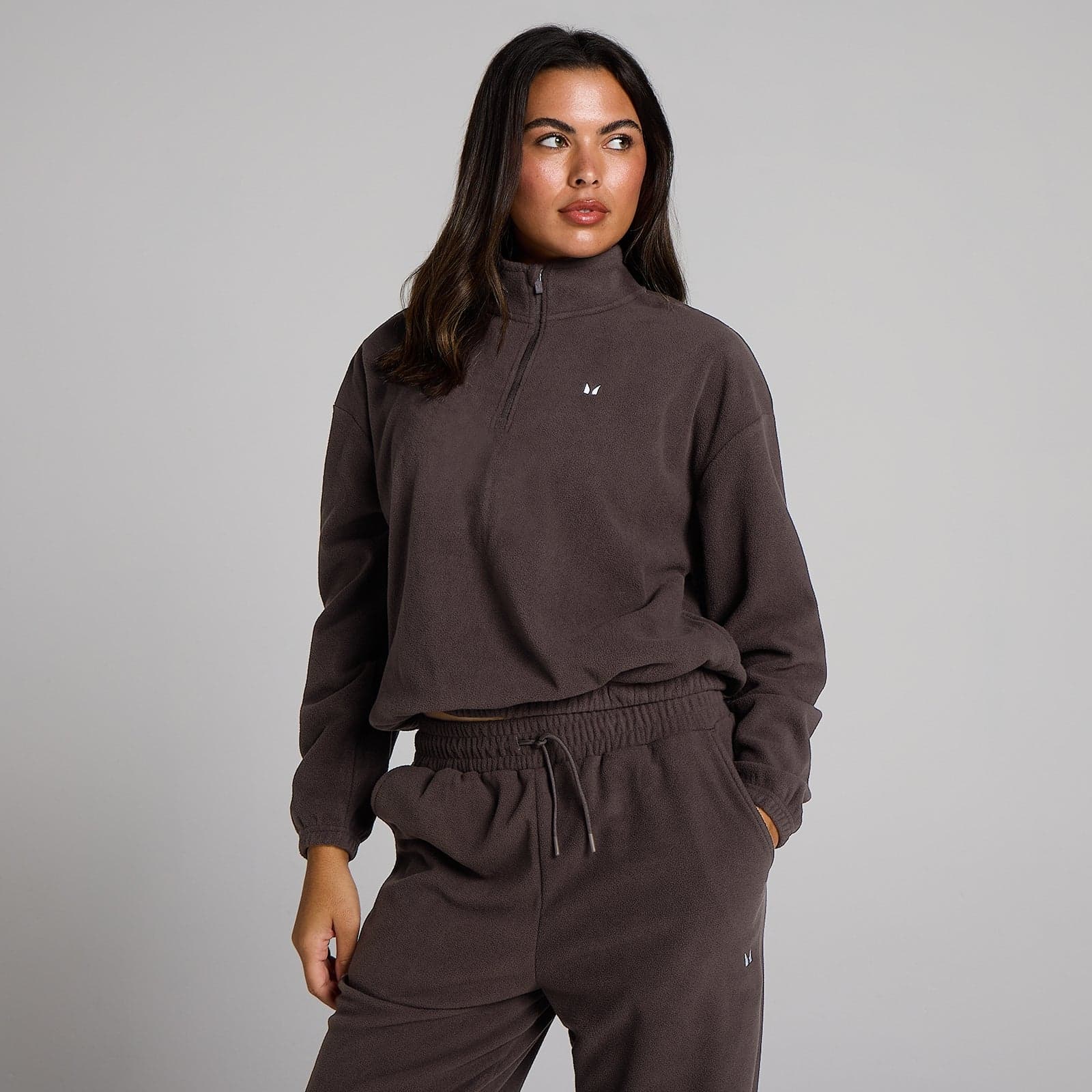 Mp Damen Fleece-Pullover Mit Stehkragen Und 1/4-Reißverschluss - Kakao - M