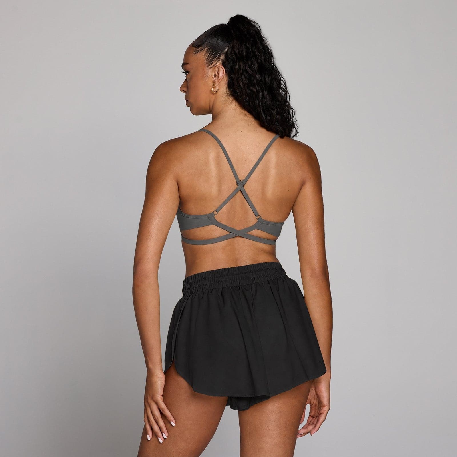 Mp Damen Tempo Adjustable Strappy Back Sports Bra – Dunkelgrau - S