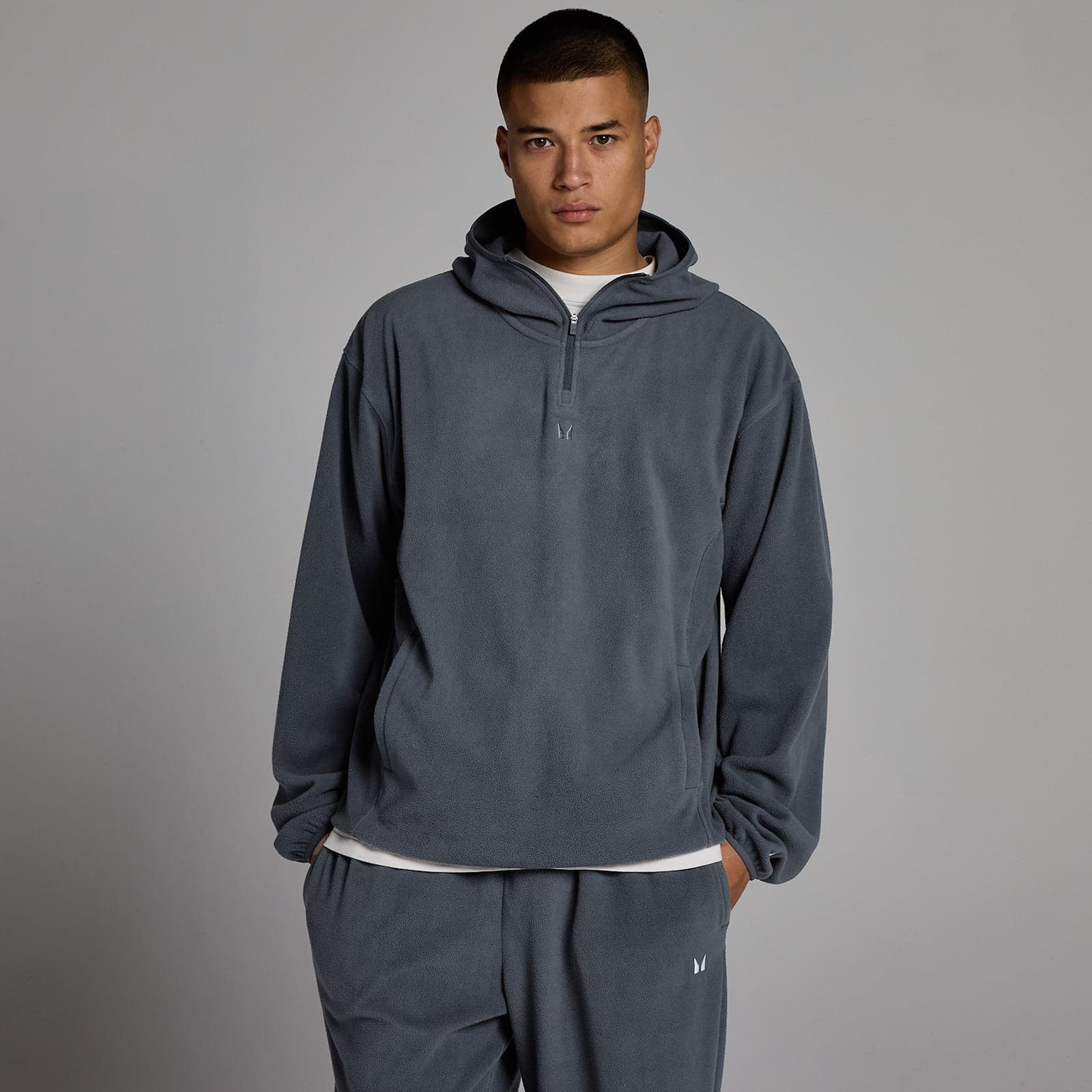 Mp Herren Fleece 1/4-Reißverschluss Hoodie - Granite - L