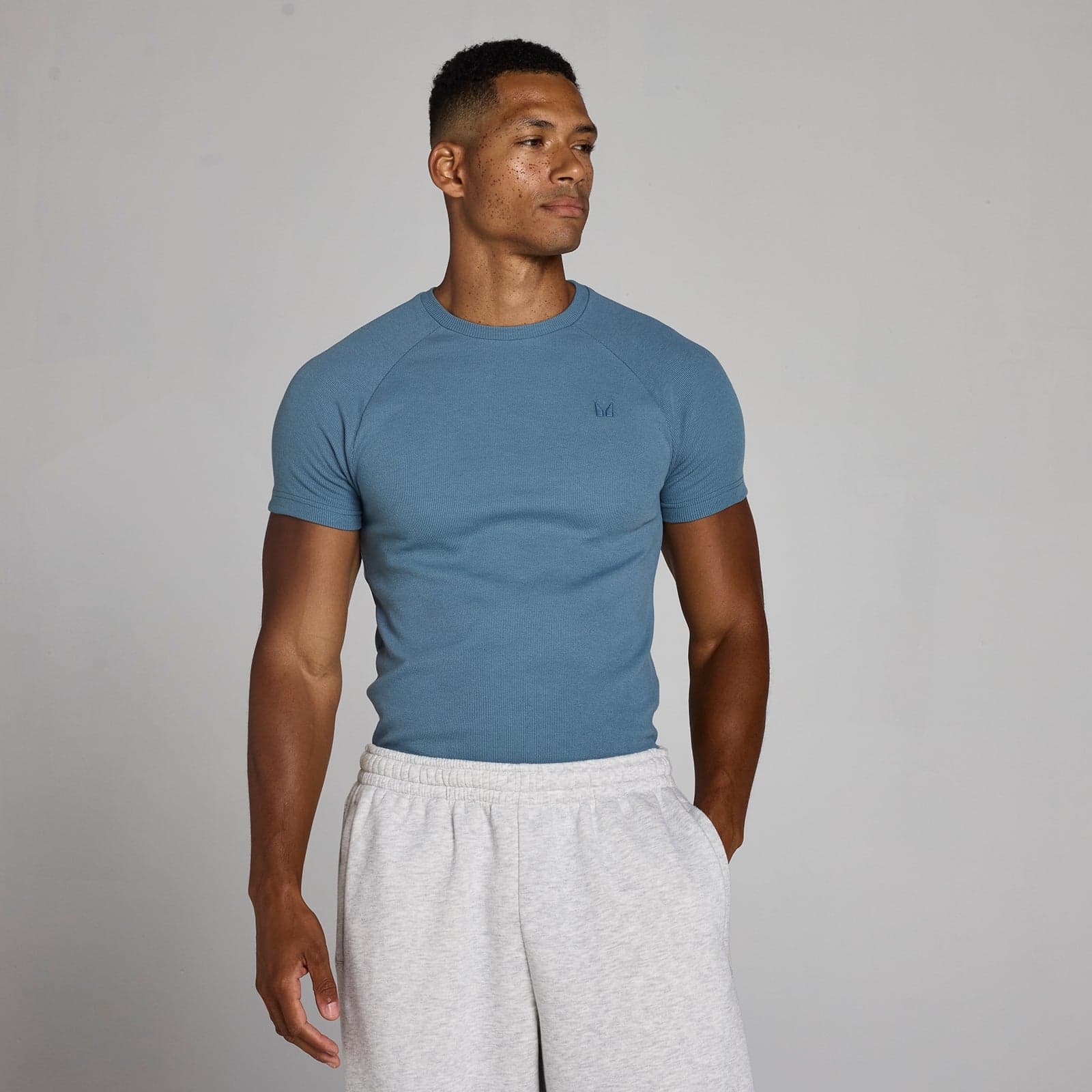 Mp Lift Geripptes Muscle-Fit-T-Shirt Für Herren - Midnight Slate - Xxxl