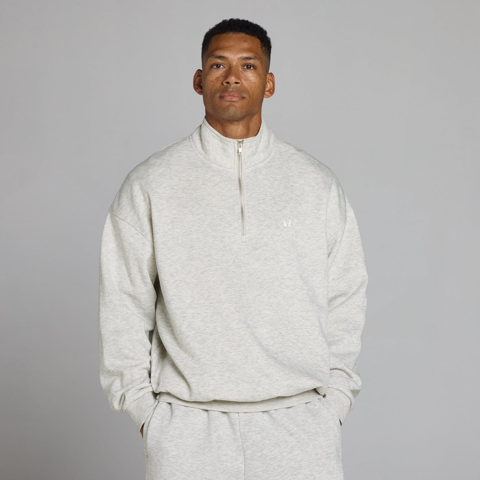 Mp Men'S Rest Day Oversized 1/4 Zip - Light Grey Marl - Xxxl