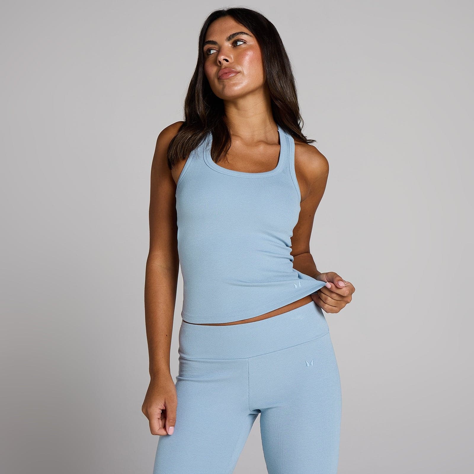Mp Damen Geripptes Tank-Top Mit Integriertem Bh - Jeansblau - Xl