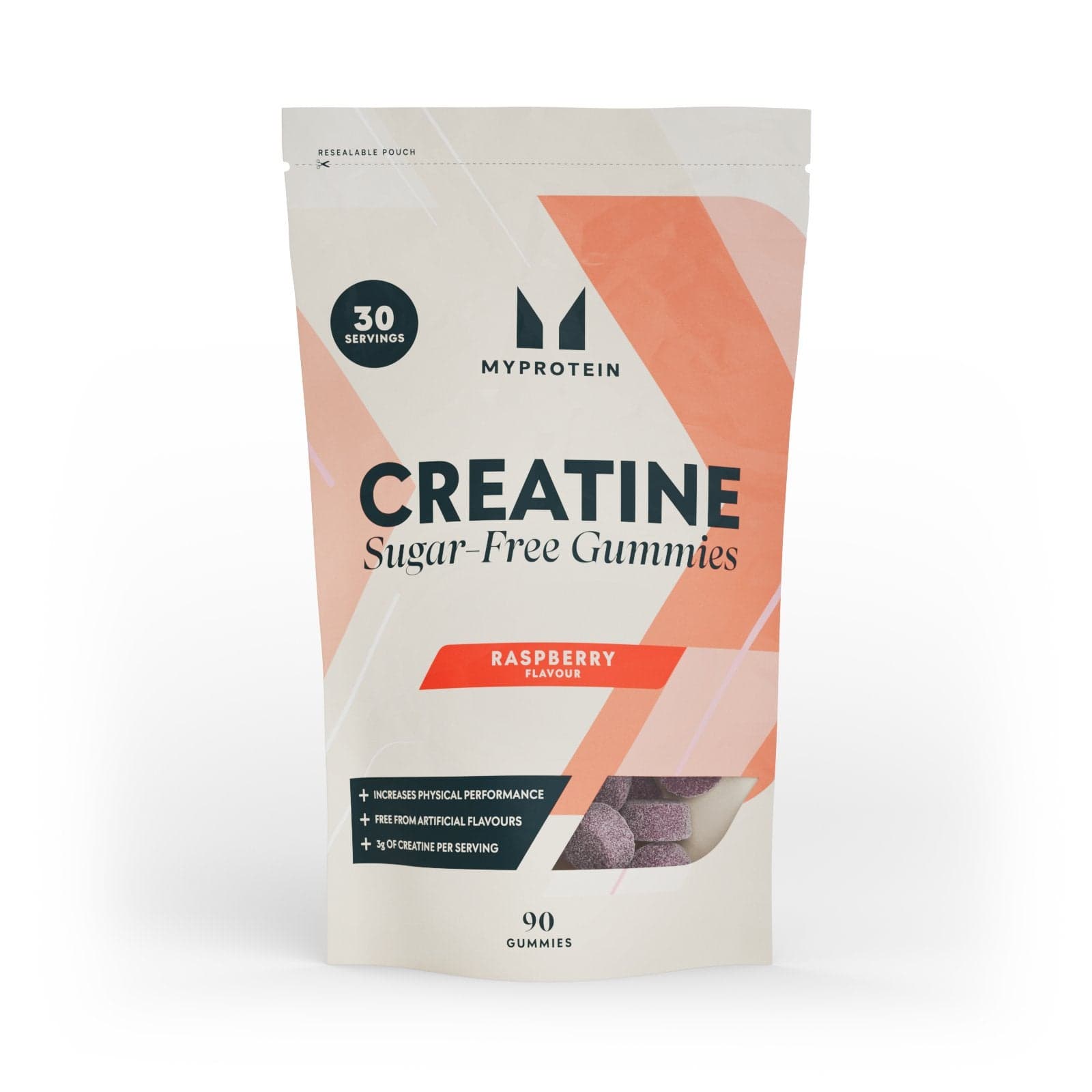 Kreatin Gummies - 90 Gummies - 30portionen - Raspberry (Sugar-Free)