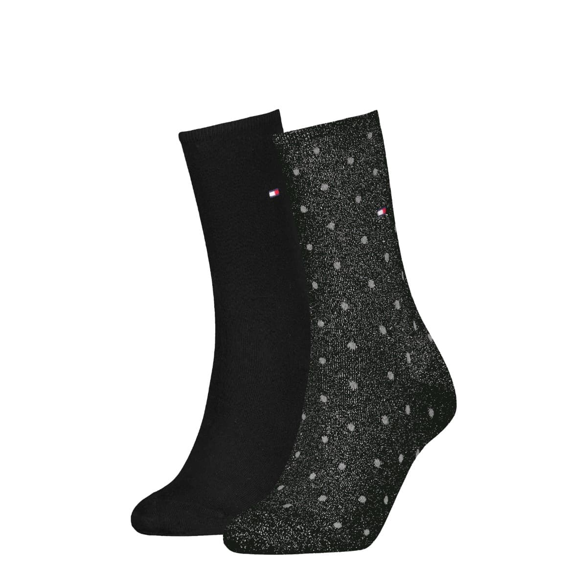 Damen Socken Punkte Lurex Mit Glitter - 2er Pack - Schwarz Lurex - 39-42