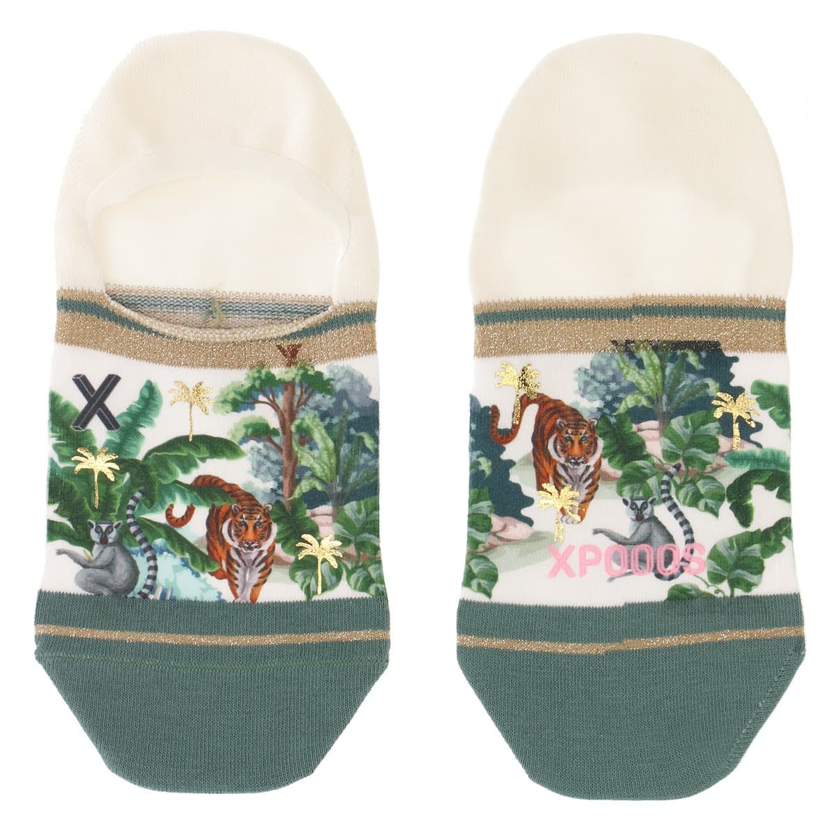 Dames Footies Met Junlge Print - One Size