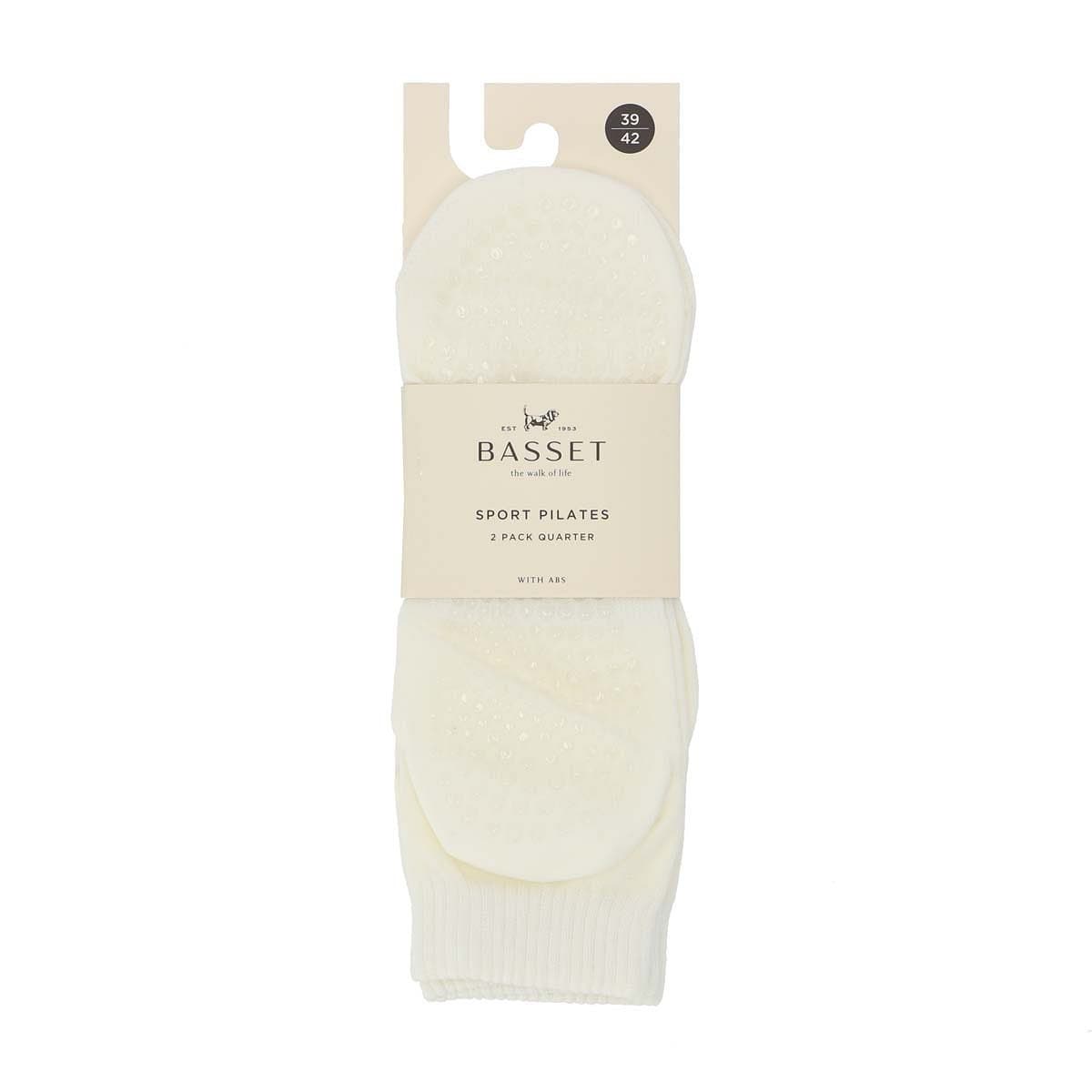 Dames Pilates Quartersokken Met Antislip - Off White - 39-42 - 2 Paar