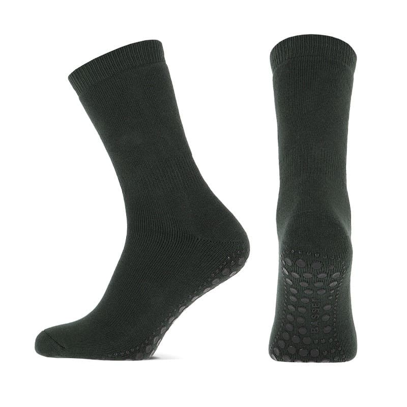 Baumwollhaussocken Mit Rutschfester Sohle – Grau Melange – 35-38