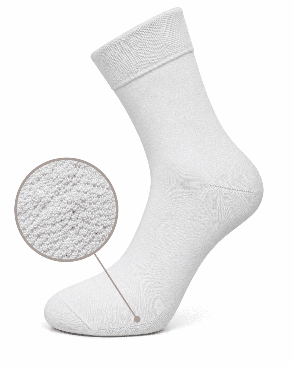 Unisex Diabetes Sokken Medium Met Badstofzool - White- 39-42 - 2 Paar