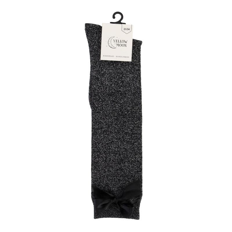 Baumwollkniestrümpfe Mit Schleife – Schwarz Schwarz Lurex – 31-34