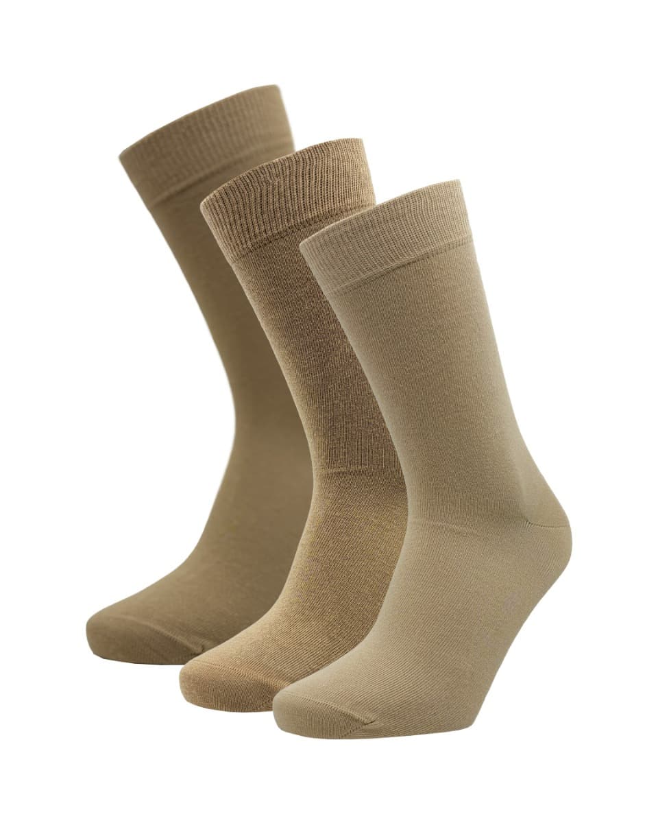 Damen Basics Halblange Socken Aus Baumwolle - Beige - 36-42 - 3 Paar