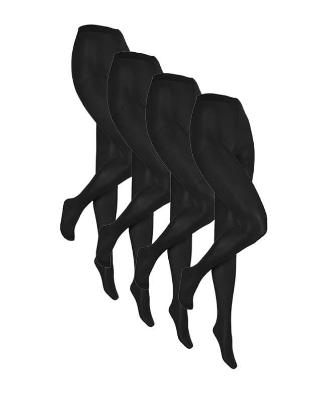 60 Denier Strumpfhose Aus Mikrofaser – Schwarz – Xxl - 4 Paar