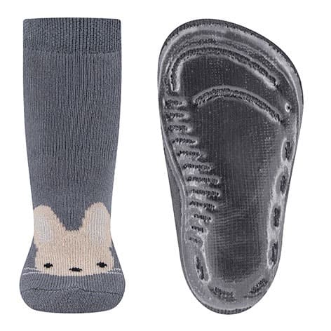Rutschfeste Kindersocken Mit Hase - Stahlgrau - 21-22