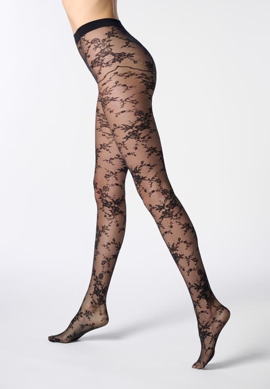 Damenstrumpfhose Verführerische Spitze - 20 Denier - Schwarz - M