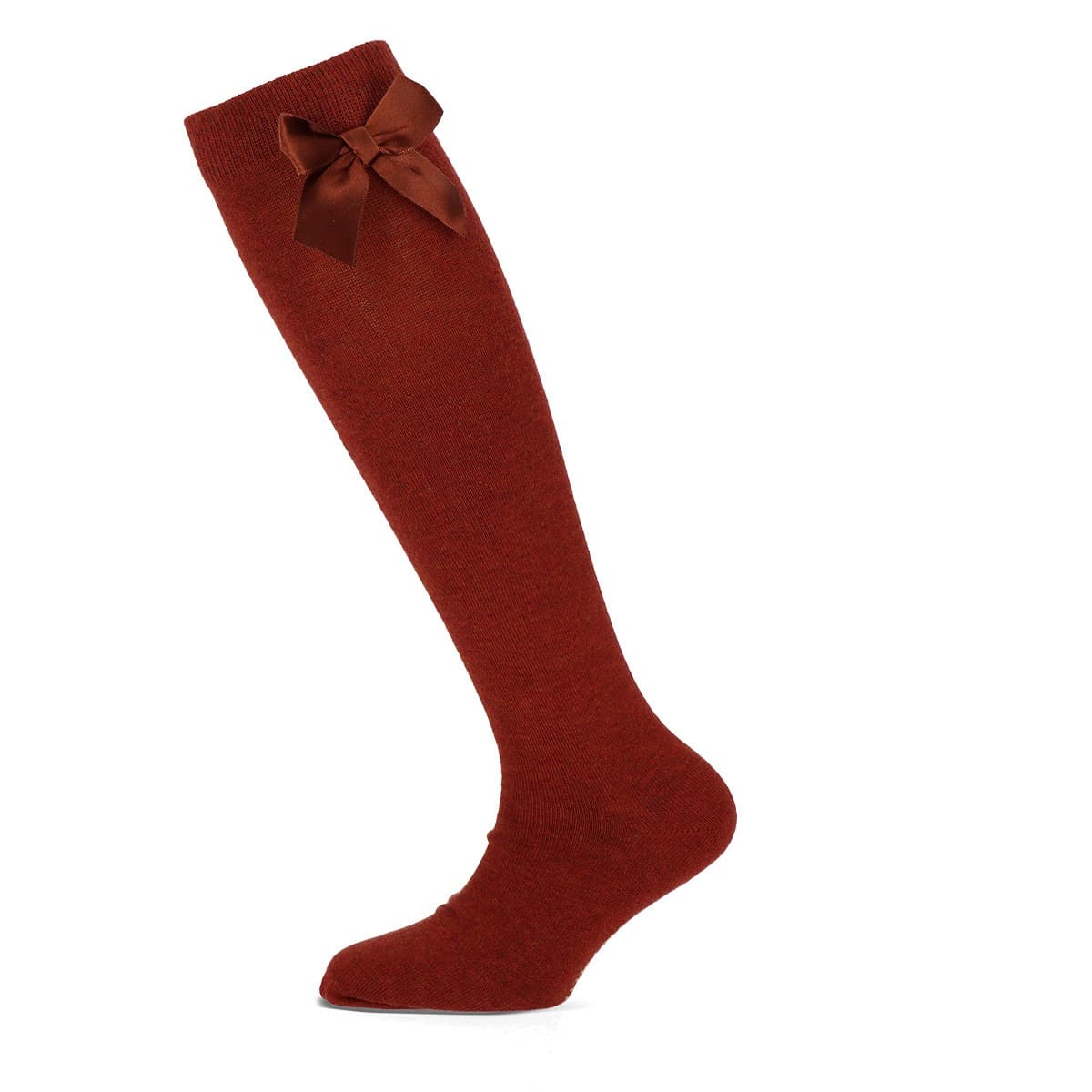 Katoenen Kniekousen Met Strik - Caramel - 35-38