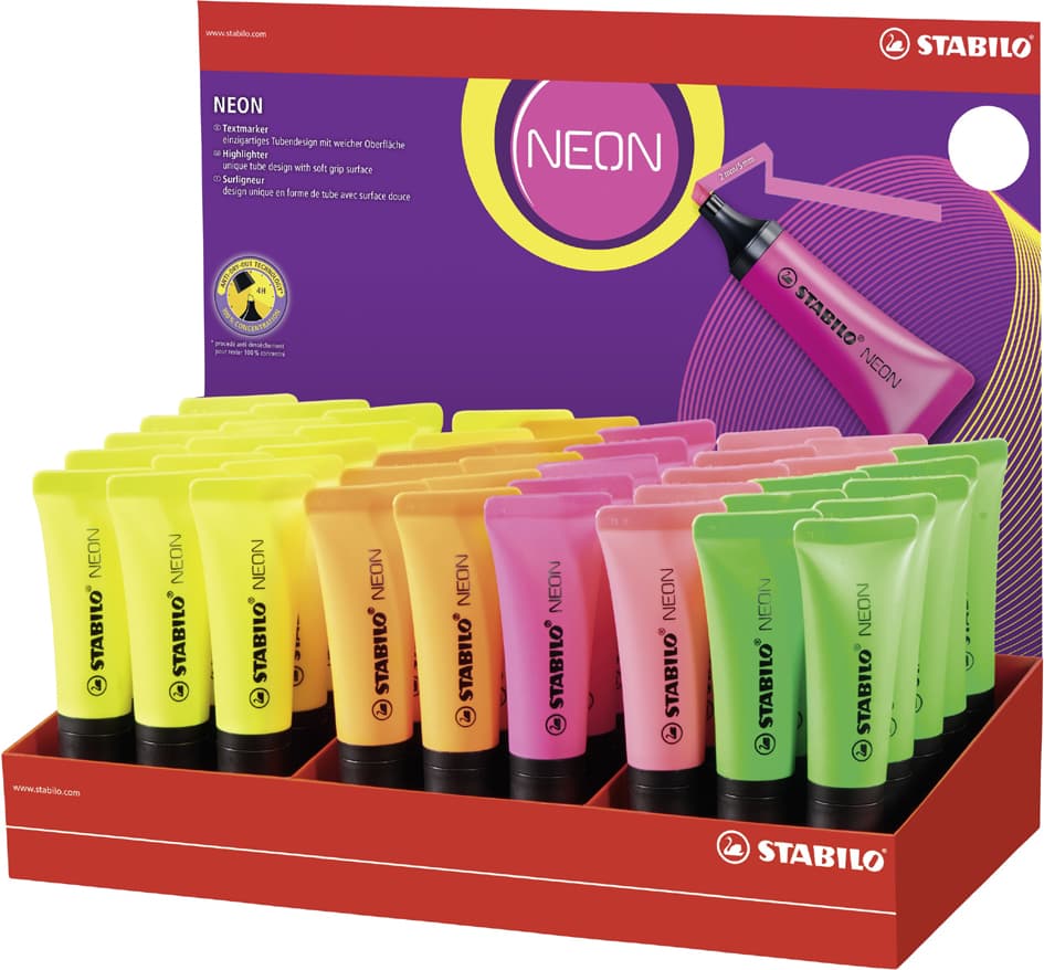 Stabilo Textmarker Neon, 45er Karton-Display