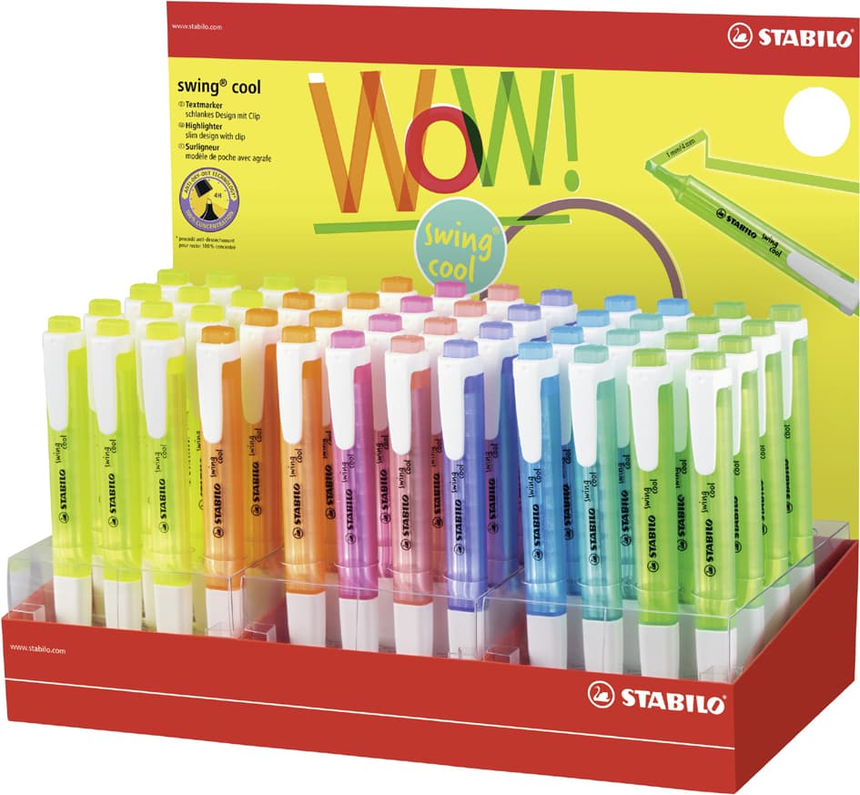 Stabilo Textmarker Swing Cool, 48er Karton-Display