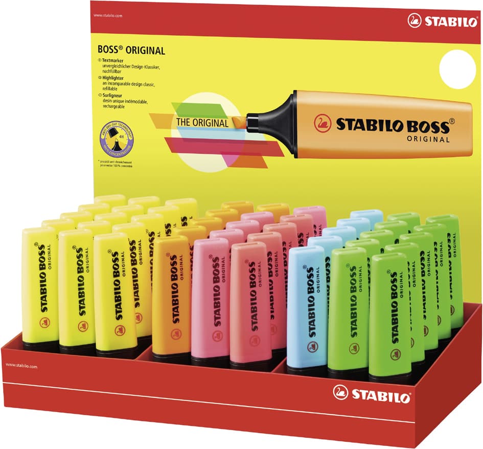 Stabilo Textmarker Boss Original, 45er Karton-Display