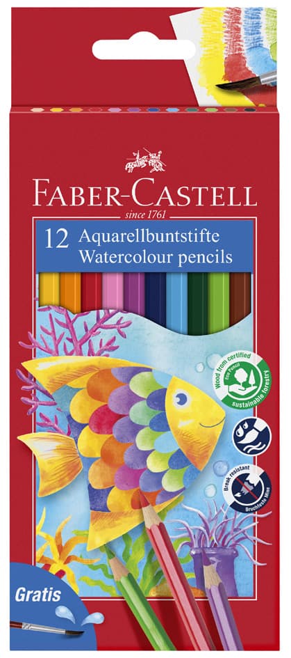 Faber-Castell Buntstifte Kinder-Aquarell, 12er Kartonetui