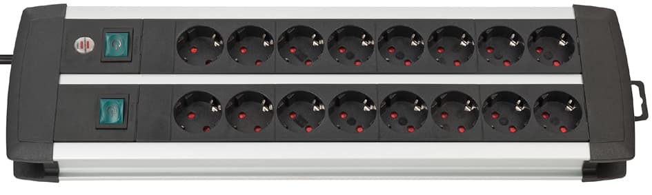 Brennenstuhl Steckdosenleiste Premium-Duo-Alu-Line, 16-Fach