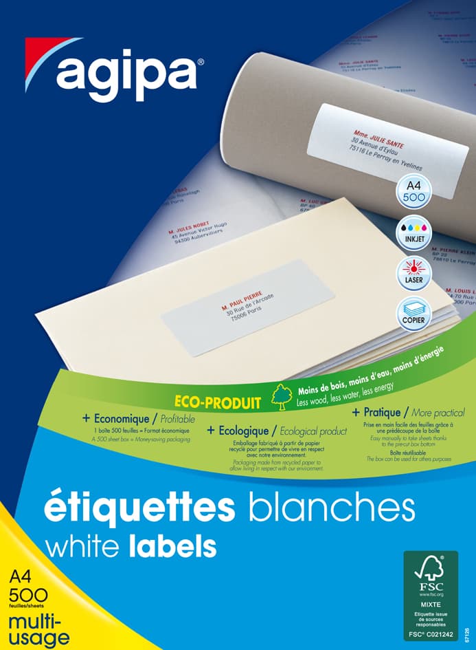 Agipa Adress-Etiketten, 210 X 148,5 Mm, Weiß