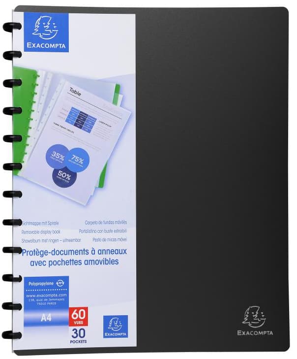 Exacompta Sichtbuch Din A4, 30 Hüllen, Schwarz