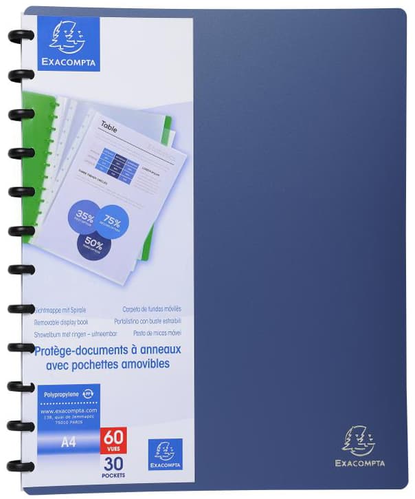 Exacompta Sichtbuch Din A4, 30 Hüllen, Metallblau