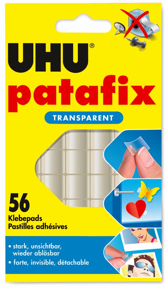 Uhu Klebepads Patafix, Wieder Ablösbar, Transparent