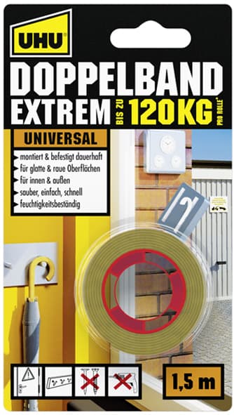 Uhu Montage-Klebeband Extrem, Doppelseitig, Bis 120 Kg