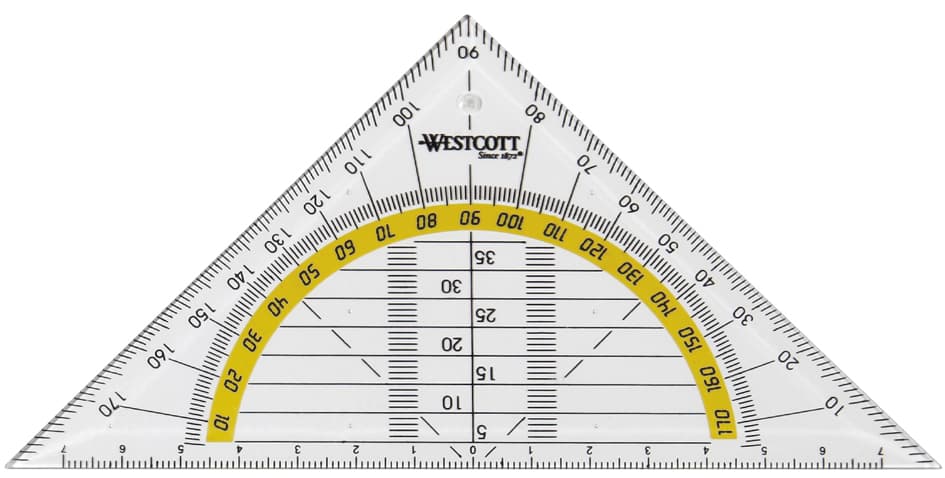 Westcott Geometriedreieck, Hypotenuse: 140 Mm, Transparent