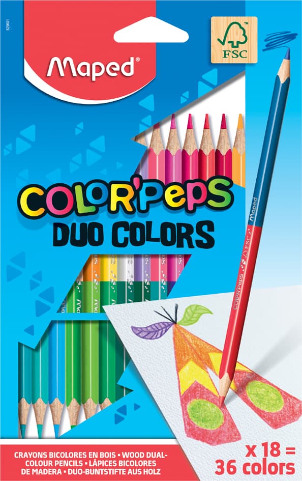 Maped Dreikant-Buntstift Color, Peps Duo, 18er Kartonetui