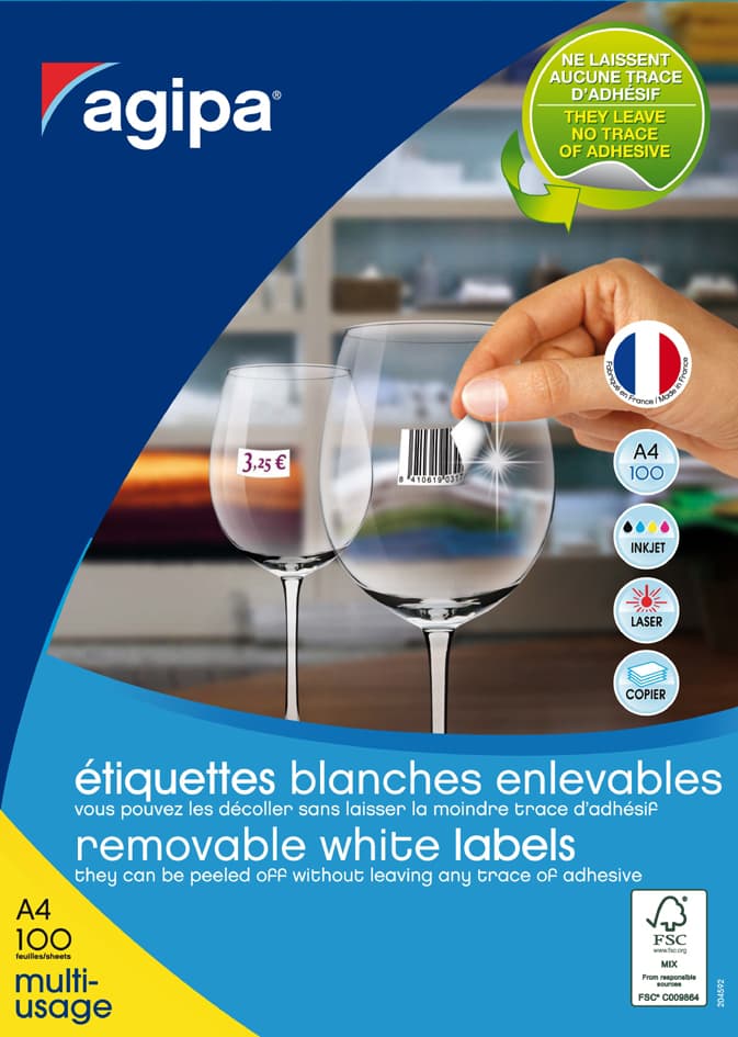 Agipa Universal-Etiketten, 70 X 37 Mm, Weiß, Rechteckig
