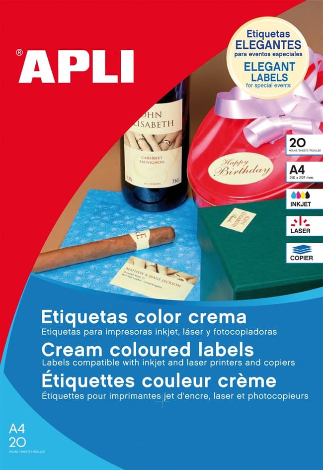 Apli Universal-Etiketten Oval, 63,5 X 42,3 Mm, Creme