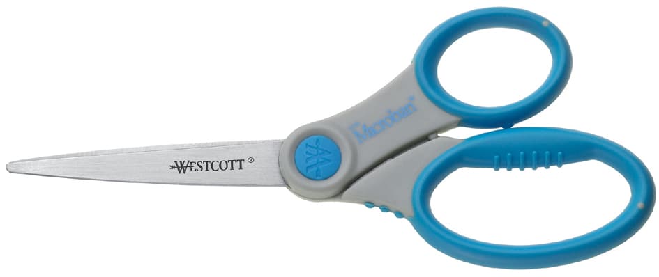 Westcott Schere Microban Softgrip, Länge: 155 Mm, Grau/Blau