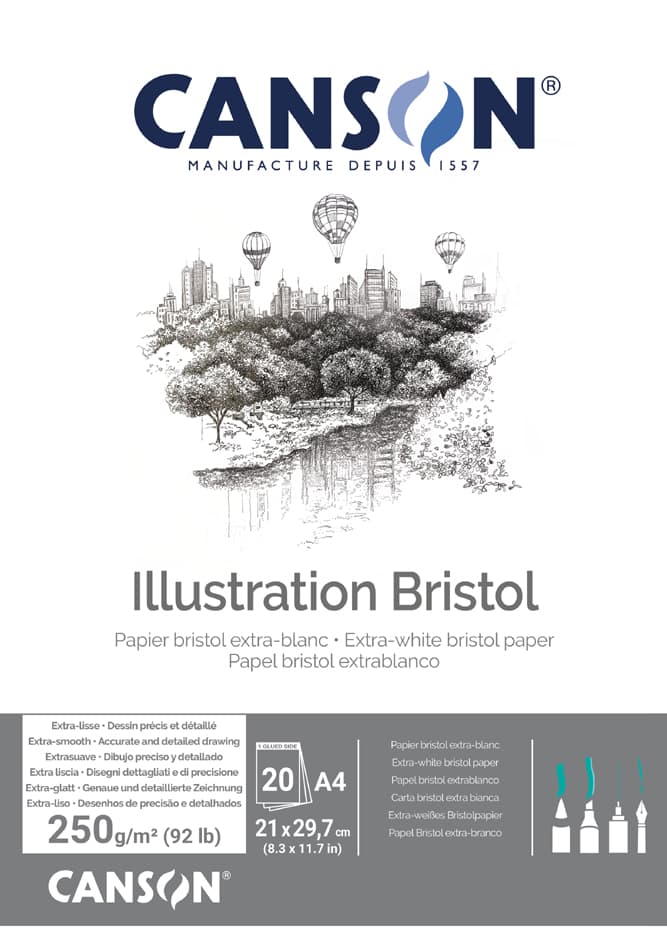 Canson Zeichenkartonblock Illustration Bristol, Din A4, Weiß