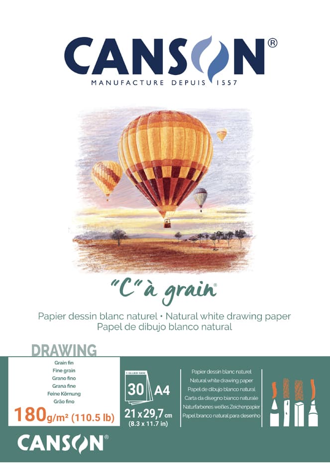 Canson Zeichenpapierblock , C, À Grain, Din A3, 224 G/Qm