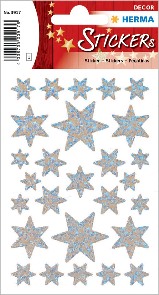 Herma Weihnachts-Sticker Decor , Sterne, , Silber, Holographie