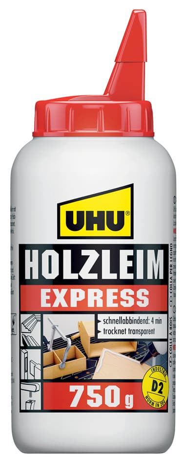 Uhu Holzleim Express D2, Lösemittelfrei, 750 G Flasche
