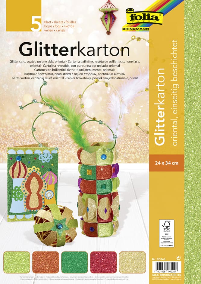 Folia Glitterkarton , Oriental, , 240 X 340 Mm, 300 G/Qm