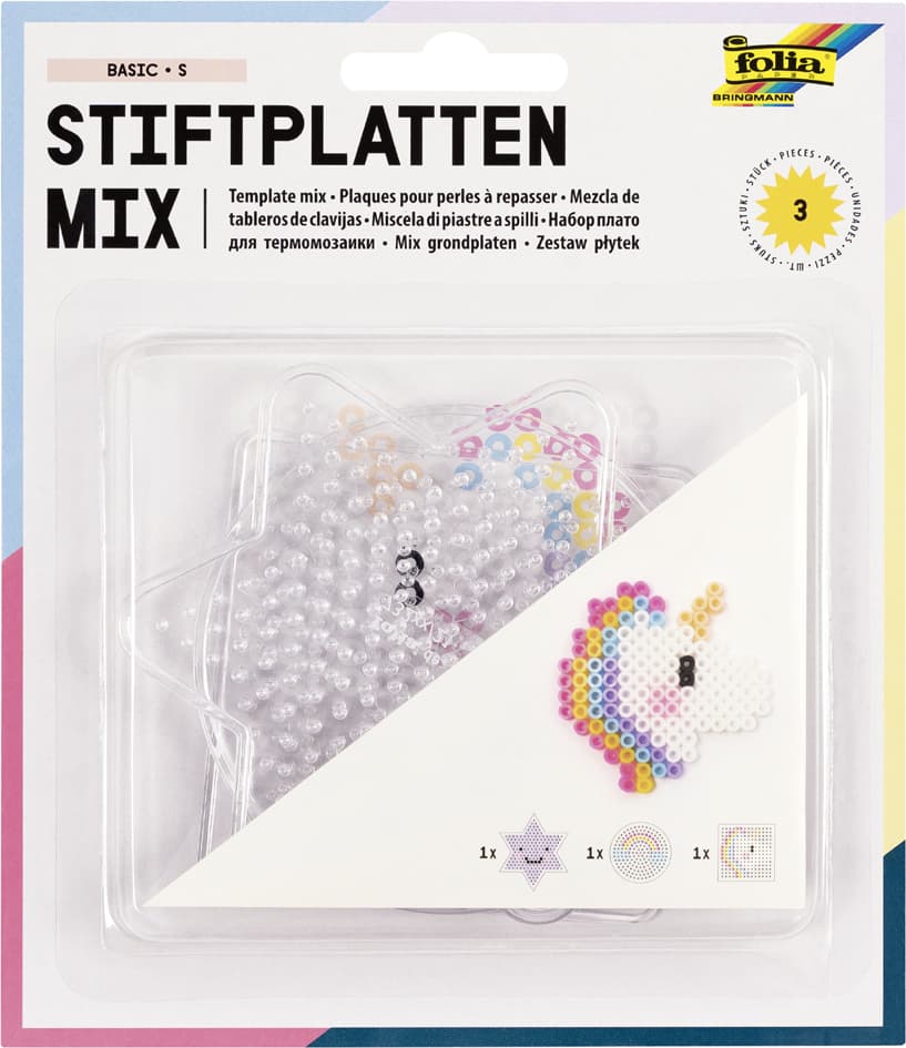 Folia Bügelperlen Stiftplatten Basic Klein, Sortiert