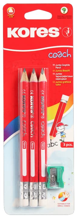 Kores Bleistift Coach, Dreieckig, Härtegrad: 2 Hb, 3er Pack