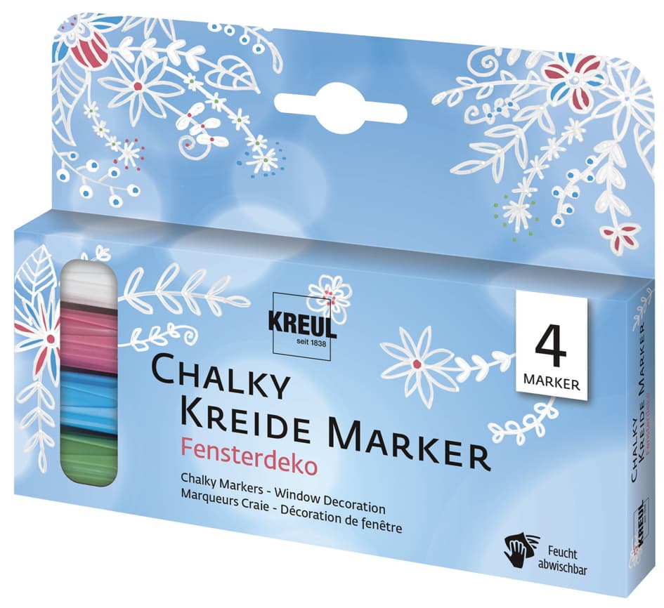 Kreul Kreidemarker Chalky, Medium, 4er-Set Fensterdeko