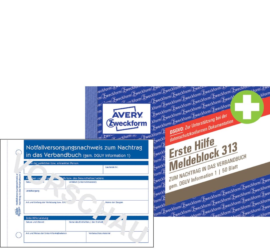 Avery Zweckform Erste Hilfe Meldeblock 313, Din A6 Quer