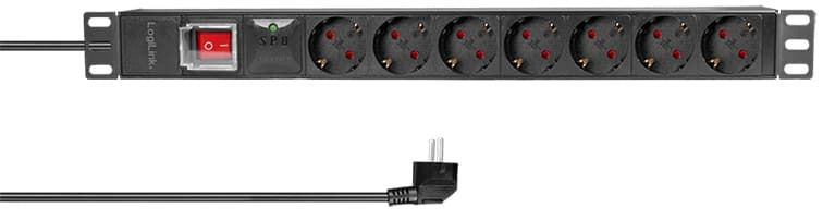Logilink 19,  Steckdosenleiste, 7-Fach, Mit Schalter, Schwarz