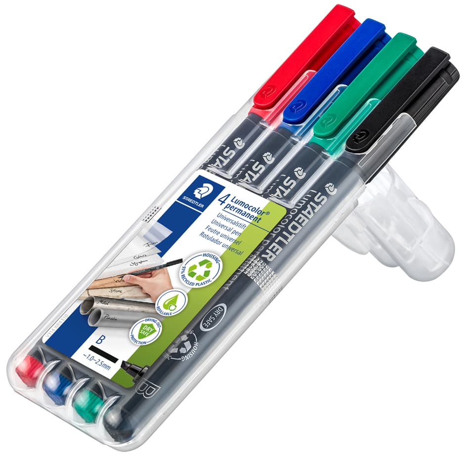 Staedtler Lumocolor Permanent-Marker 314b, 4er Etui